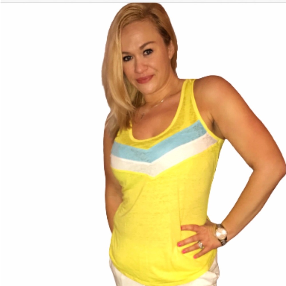 Yellow No Boundaries Racerback Tank, Large